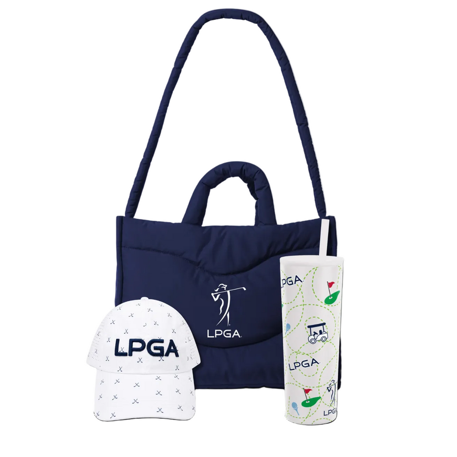 THE FINISHING TOUCHES: Top off your look with an LPGA hat, grab your favorite tumbler and pack it all in a tote. Everyday essentials for the course and wherever you’re headed next.