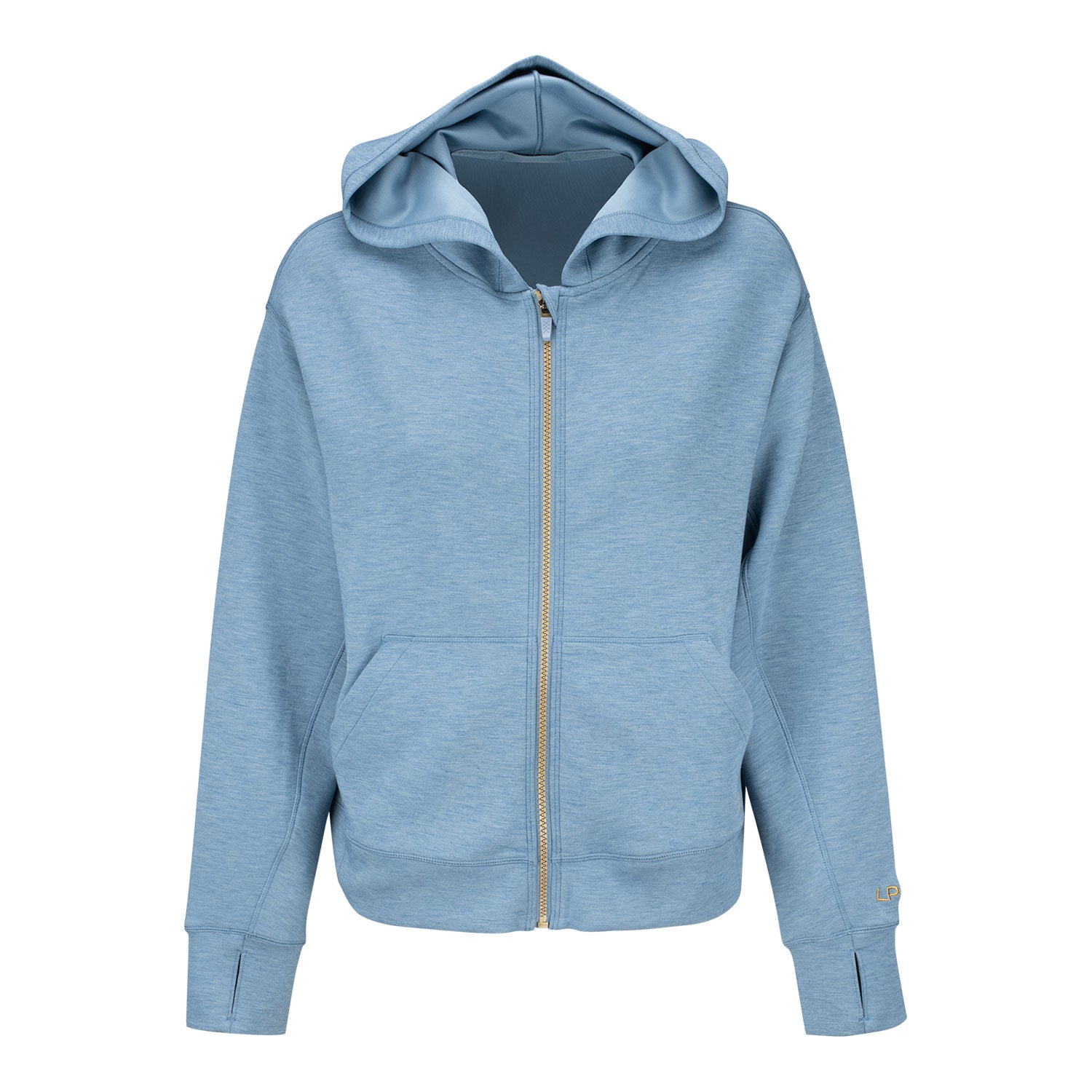 Rhone LPGA Full Zip Dream Cloud Hooded Sweatshirt in Blue Shadow - Front View