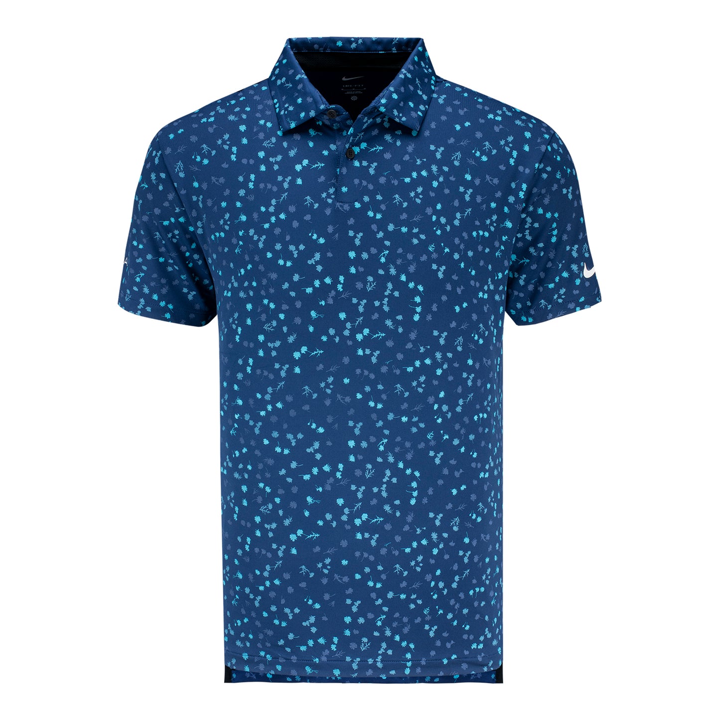 Nike Men's LPGA Dri-Fit Tour Short Sleeve Polo in Floral Midnight Navy & White - Front View