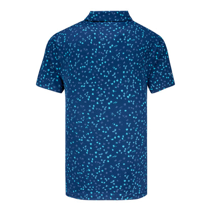 Nike Men's LPGA Dri-Fit Tour Short Sleeve Polo in Floral Midnight Navy & White - Back View