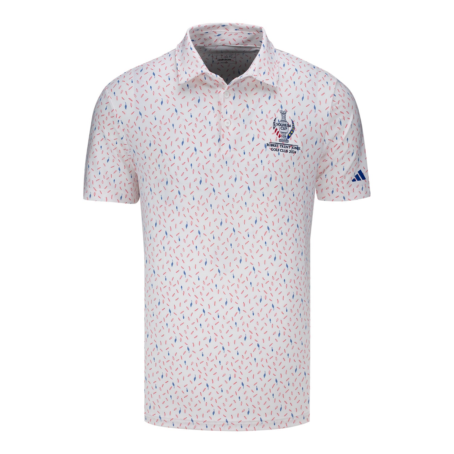 Adidas 2024 Solheim Cup Leaf Pattern Polo in White - Front View