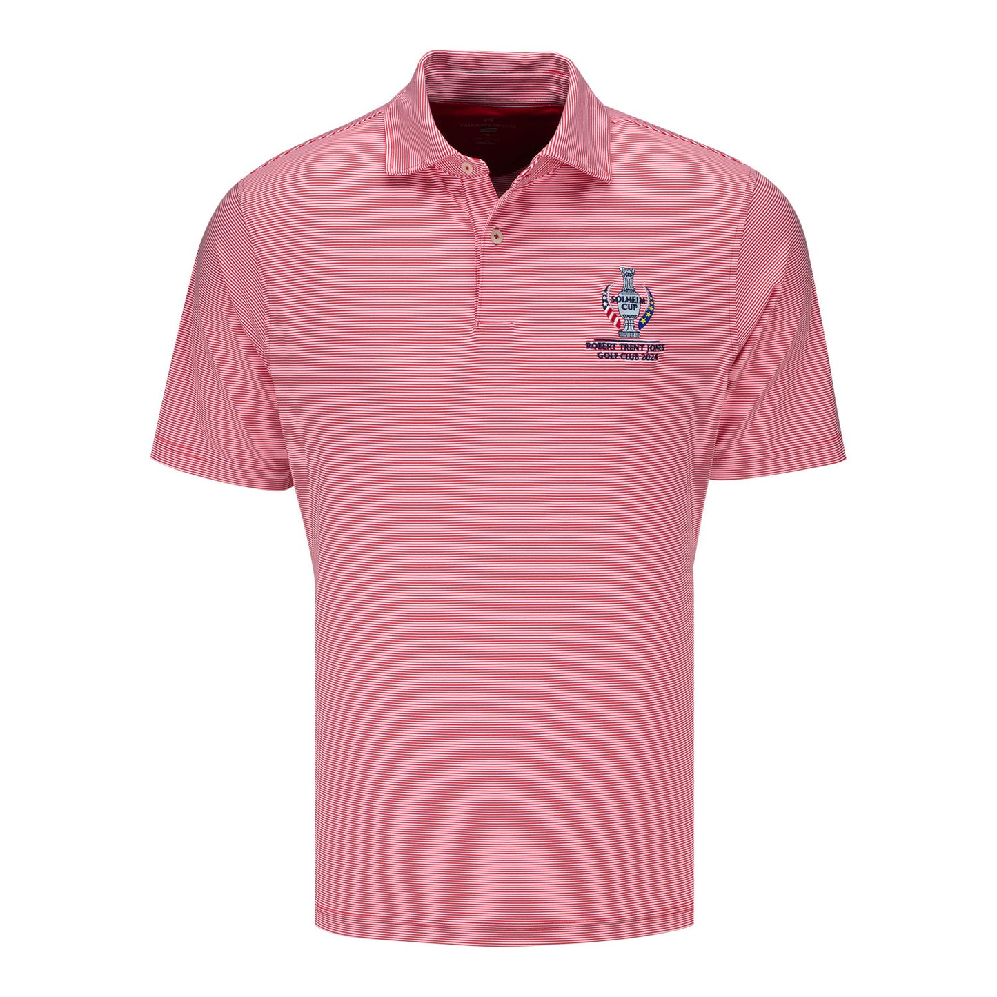 Fairway & Greene 2024 Solheim Cup Mini Stripe Polo in Cardinal - Front View