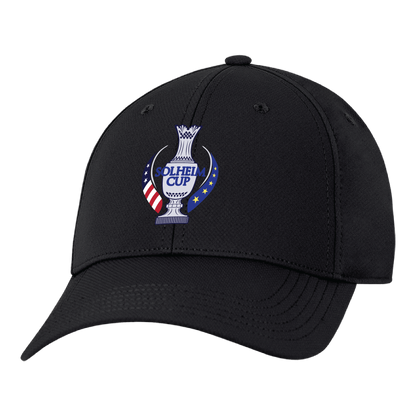 Ahead 2024 Solheim Cup Ultimate Fit Tech Structured Hat in Black - Angled Front Left View